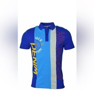 Tommy Hilfiger Blue and Gray Polo Shirt